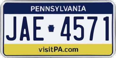 PA license plate JAE4571