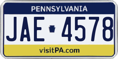 PA license plate JAE4578