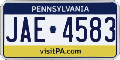 PA license plate JAE4583