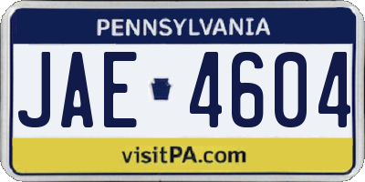 PA license plate JAE4604