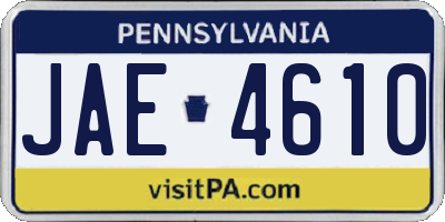 PA license plate JAE4610