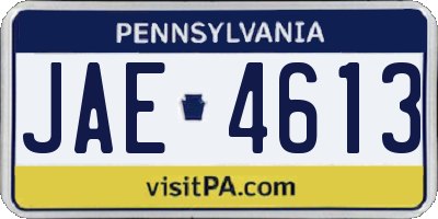 PA license plate JAE4613