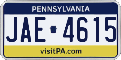 PA license plate JAE4615