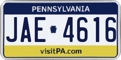 PA license plate JAE4616