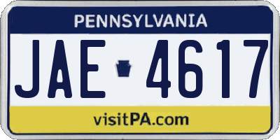 PA license plate JAE4617