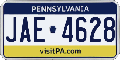 PA license plate JAE4628