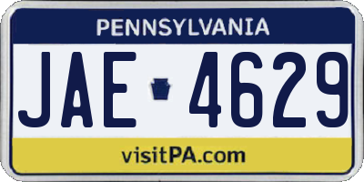 PA license plate JAE4629