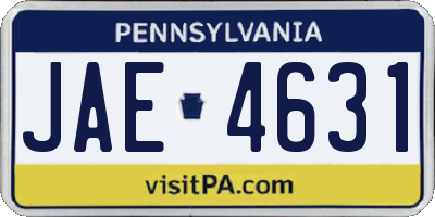 PA license plate JAE4631