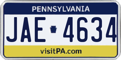 PA license plate JAE4634