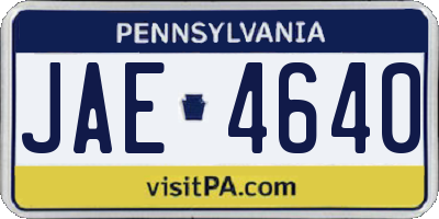 PA license plate JAE4640