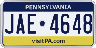 PA license plate JAE4648