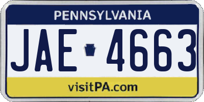 PA license plate JAE4663