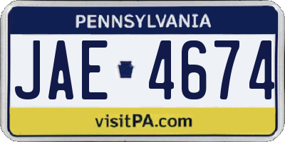 PA license plate JAE4674