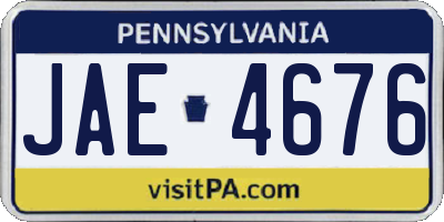 PA license plate JAE4676