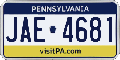 PA license plate JAE4681
