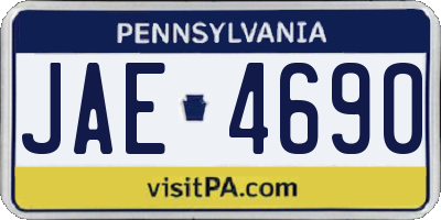 PA license plate JAE4690