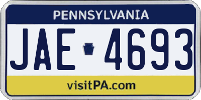 PA license plate JAE4693