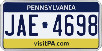 PA license plate JAE4698