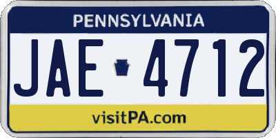 PA license plate JAE4712