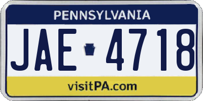 PA license plate JAE4718