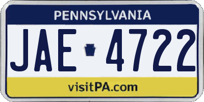 PA license plate JAE4722