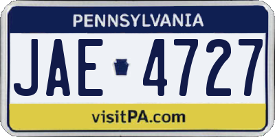 PA license plate JAE4727
