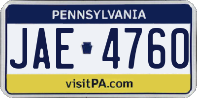 PA license plate JAE4760