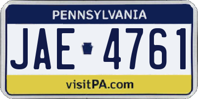 PA license plate JAE4761
