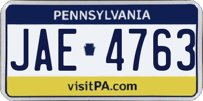 PA license plate JAE4763