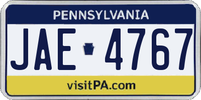 PA license plate JAE4767