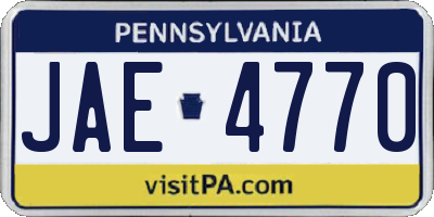 PA license plate JAE4770