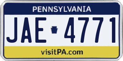 PA license plate JAE4771