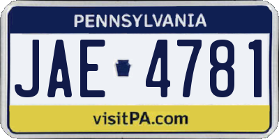 PA license plate JAE4781