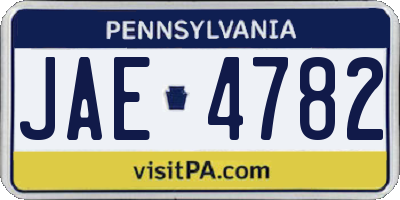 PA license plate JAE4782