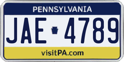PA license plate JAE4789