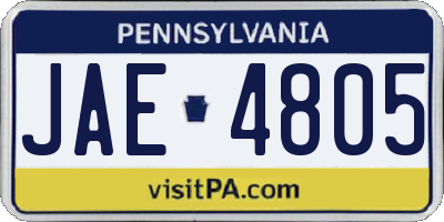 PA license plate JAE4805