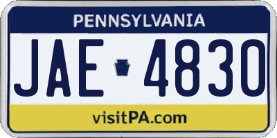 PA license plate JAE4830