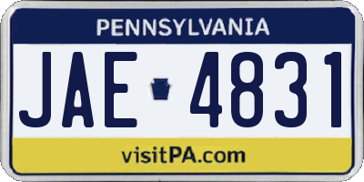 PA license plate JAE4831