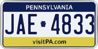 PA license plate JAE4833