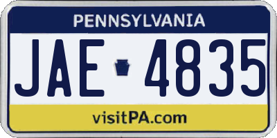 PA license plate JAE4835