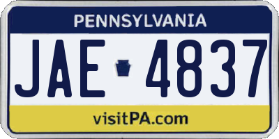 PA license plate JAE4837