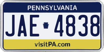 PA license plate JAE4838