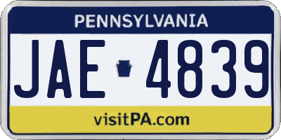 PA license plate JAE4839