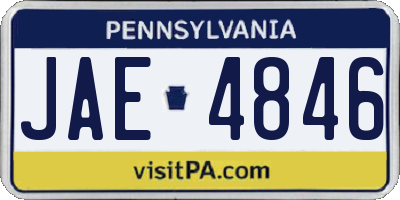 PA license plate JAE4846