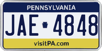PA license plate JAE4848