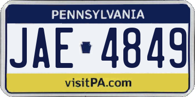 PA license plate JAE4849