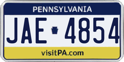 PA license plate JAE4854