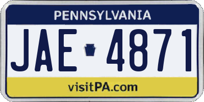PA license plate JAE4871