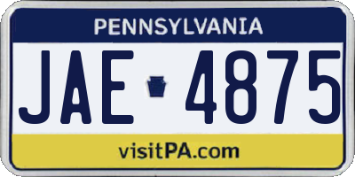 PA license plate JAE4875