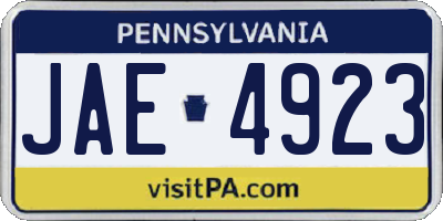 PA license plate JAE4923